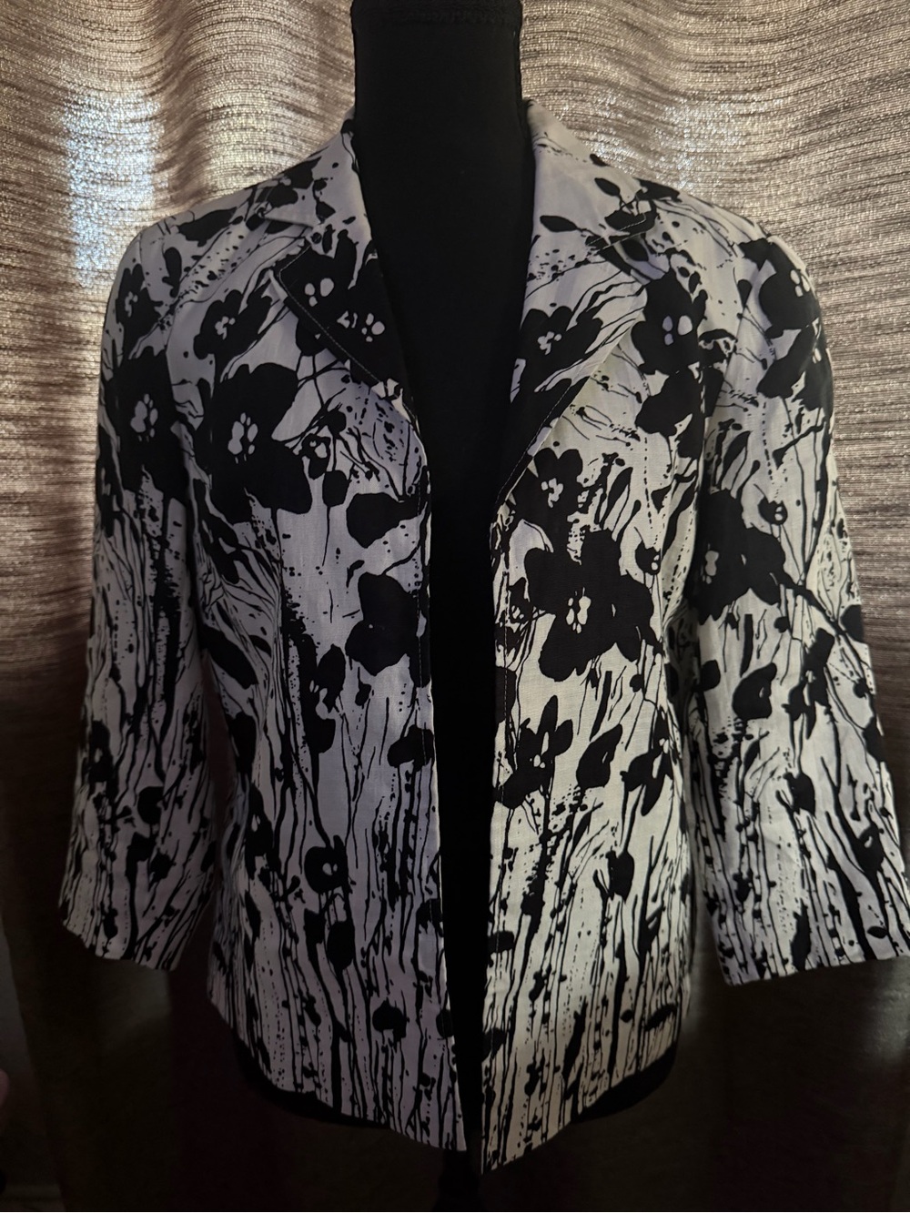 Coldwater Creek Black & White Floral Blazer